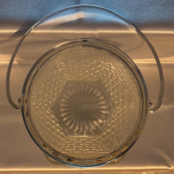 Vintage Anchor Hocking Wexford Glass Ice Bucket with Lid & Tongs Diamond Shaped - Picture 9 of 12